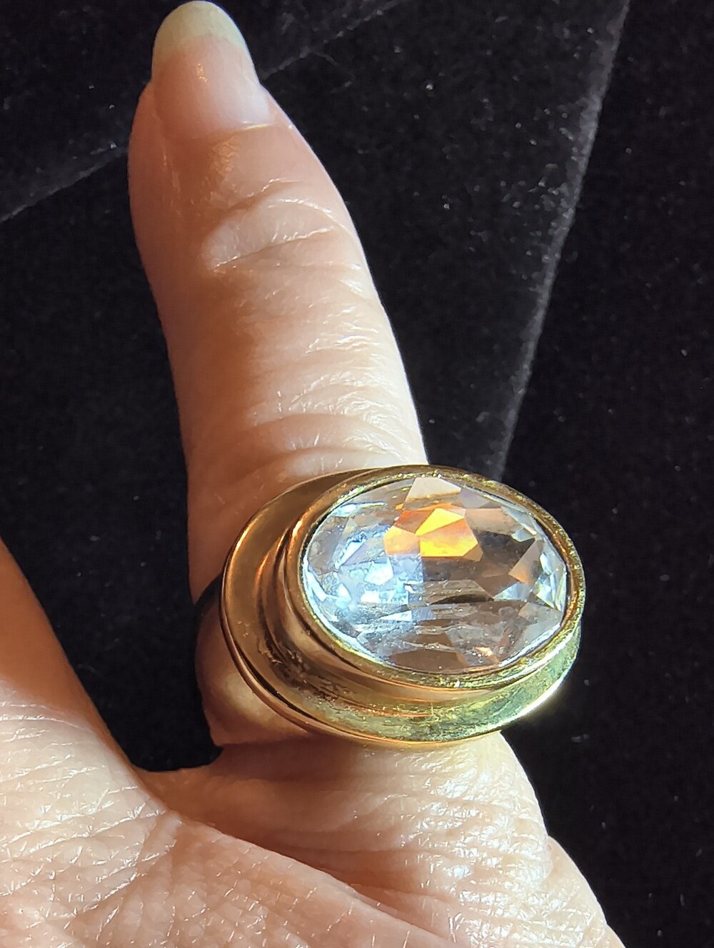 Vintage 1993 AAA+ CZ Ring 18K Triple Gold Plated East West Size 6 - Picture 11 of 13
